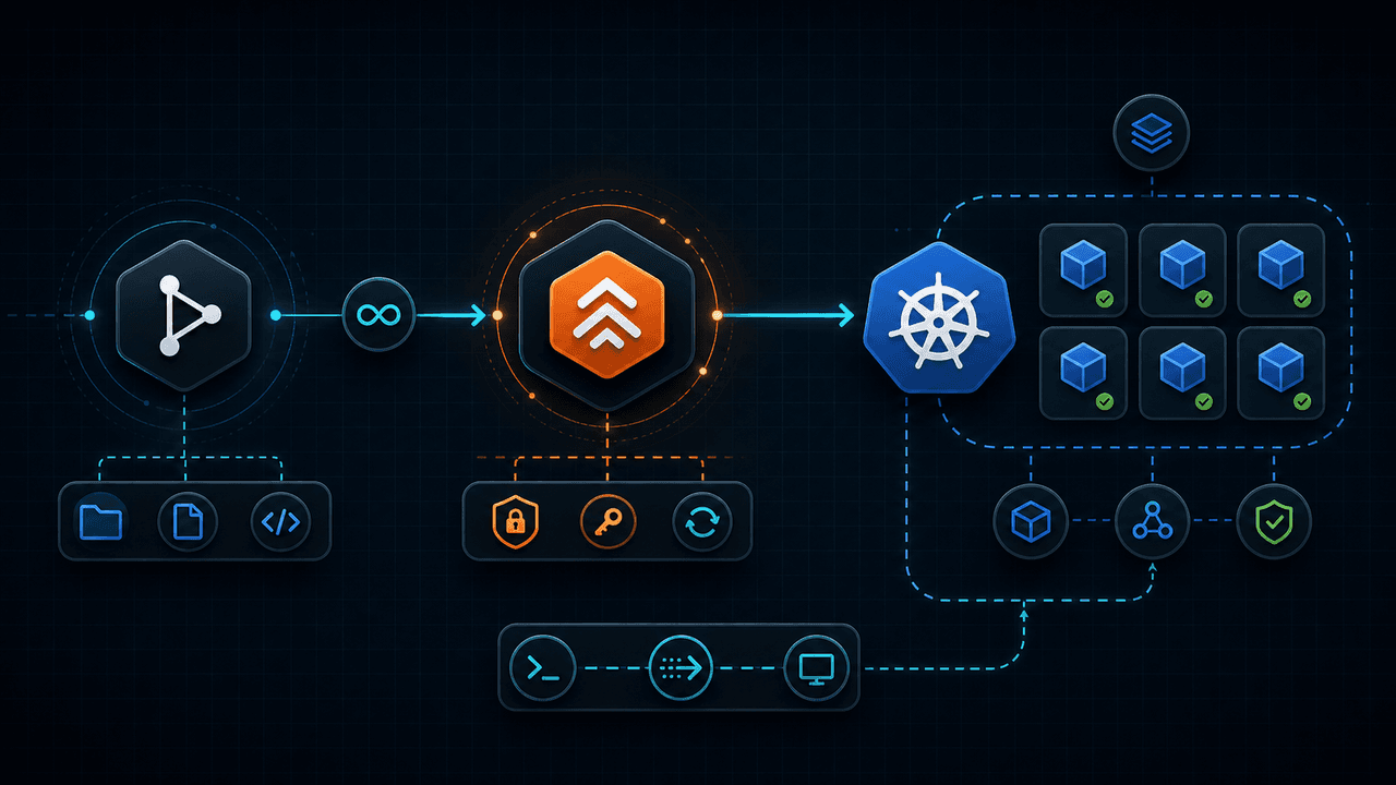 GitOps deployment flow installing Argo CD into a Kubernetes cluster