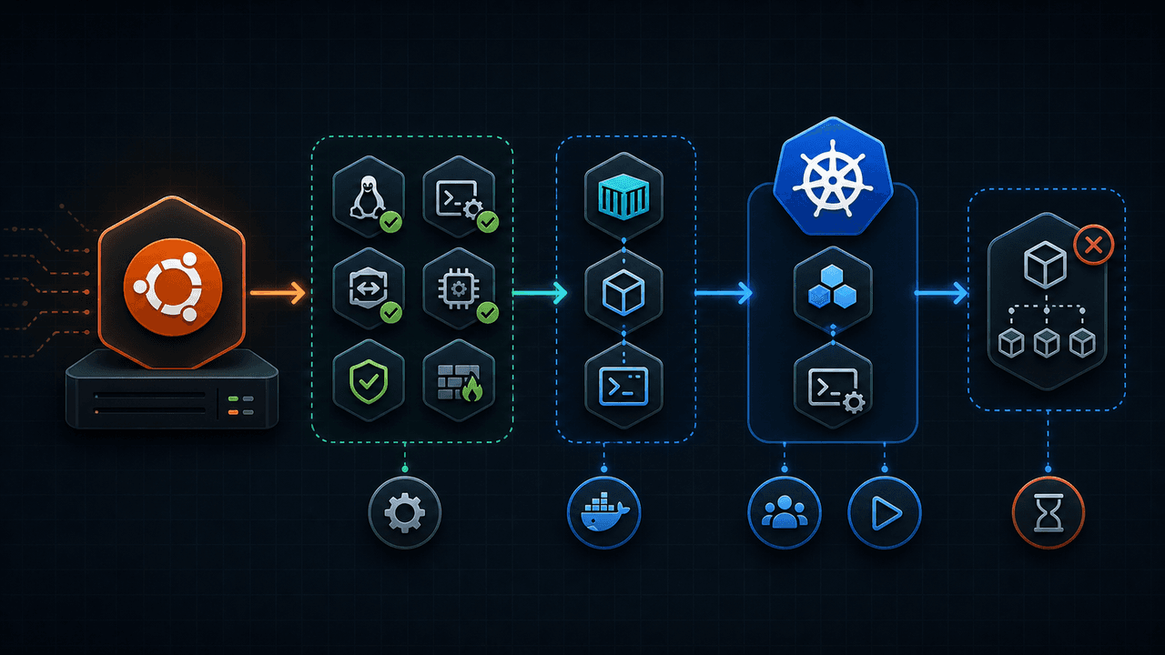 Ubuntu Server preparation flowing into Kubernetes control-plane initialization