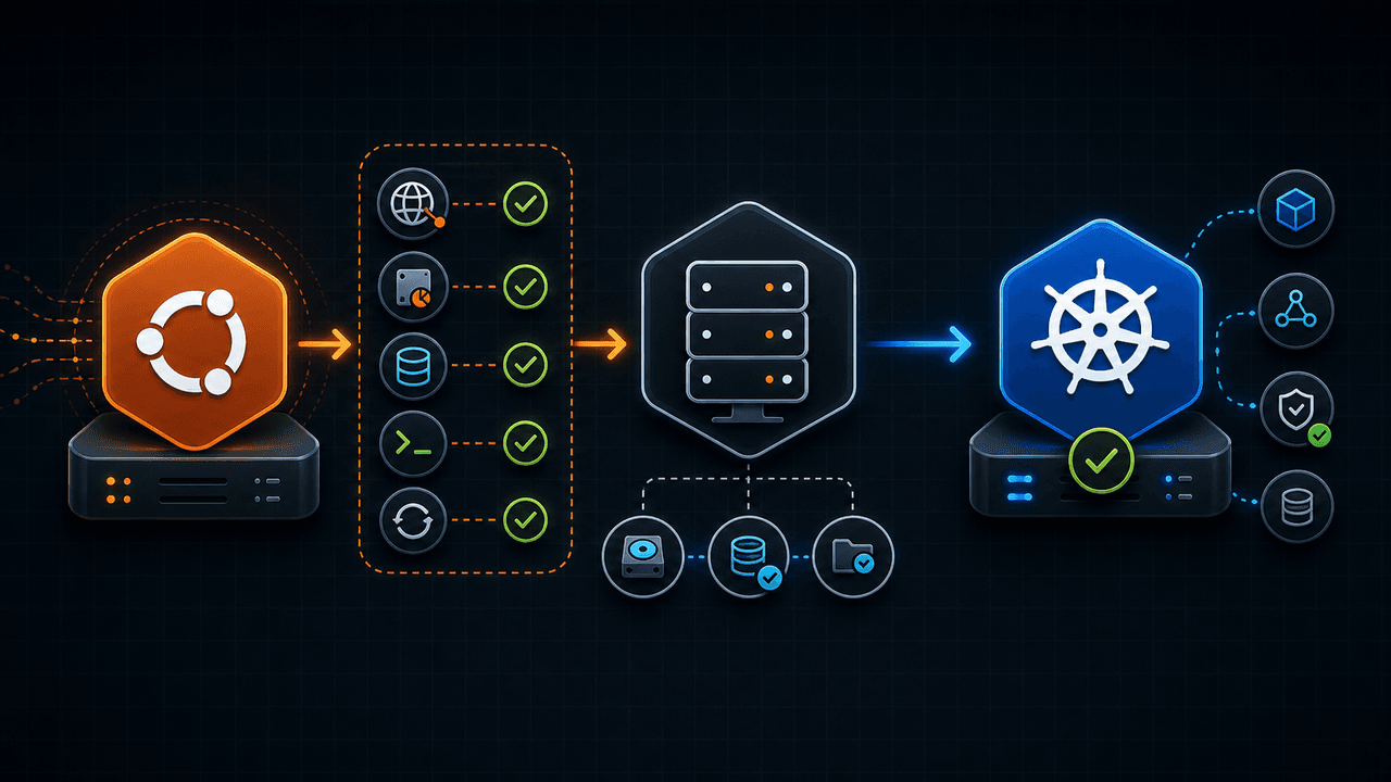 Ubuntu Server installation flow preparing a Kubernetes-ready node